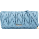 Miu Miu Blue Quilted Leather Wallet On Chain Crossbody Bag