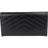 Saint Laurent Black Chevron Caviar Leather Cassandre Wallet