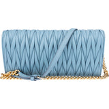 Miu Miu Blue Quilted Leather Wallet On Chain Crossbody Bag