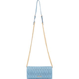 Miu Miu Blue Quilted Leather Wallet On Chain Crossbody Bag