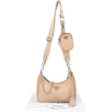 Prada Beige Nylon Triangle Re-Edtion Crossbody Bag