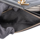 Saint Laurent Black Chevron Caviar Leather Cassandre Wallet