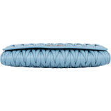 Miu Miu Blue Quilted Leather Wallet On Chain Crossbody Bag