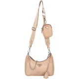 Prada Beige Nylon Triangle Re-Edtion Crossbody Bag