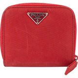 Prada Red Nylon Triangle Zip Wallet