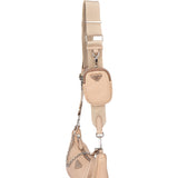 Prada Beige Nylon Triangle Re-Edtion Crossbody Bag