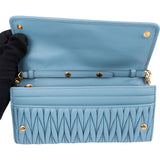 Miu Miu Blue Quilted Leather Wallet On Chain Crossbody Bag