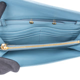 Miu Miu Blue Quilted Leather Wallet On Chain Crossbody Bag