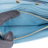 Miu Miu Blue Quilted Leather Wallet On Chain Crossbody Bag
