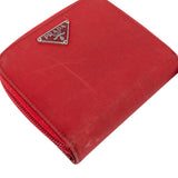 Prada Red Nylon Triangle Zip Wallet