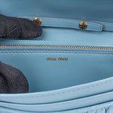 Miu Miu Blue Quilted Leather Wallet On Chain Crossbody Bag
