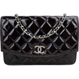 Chanel Quilted Patent Leather CC Wallet On Chain Crossbody Bag
