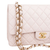 Chanel Quilted Lambskin 24K Gold Medium Double Flap Crossbody Bag