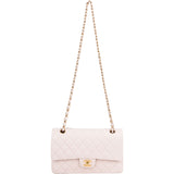 Chanel Quilted Lambskin 24K Gold Medium Double Flap Crossbody Bag
