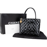 Chanel Quilted Patent Leather CC Medaillon Handbag