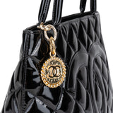 Chanel Quilted Patent Leather CC Medaillon Handbag