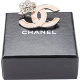 Chanel Palladium Emaille Crystal Flower Brooch