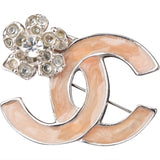 Chanel Palladium Emaille Crystal Flower Brooch