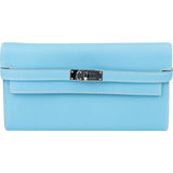 Hermès Bleu Leather Palladium Kelly Wallet