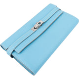 Hermès Bleu Leather Palladium Kelly Wallet