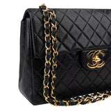 Chanel Quilted Lambskin 24K Gold Maxi Single Flap Crossbody Bag