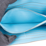 Hermès Bleu Leather Palladium Kelly Wallet