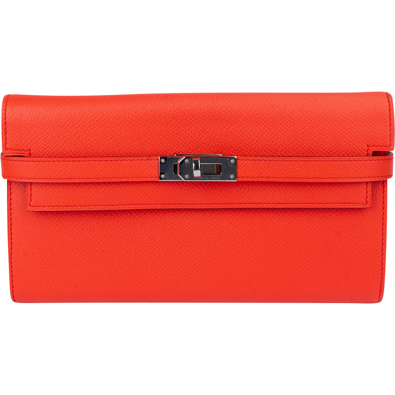 Hermès Orange Epsom Leather Kelly Wallet