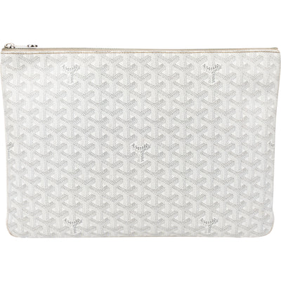 Goyard White Goyardine Monogram Senat MM Clutch