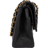 Chanel Quilted Lambskin 24K Gold Double Flap Crossbody Bag