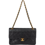 Chanel Quilted Lambskin 24K Gold Double Flap Crossbody Bag