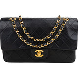Chanel Quilted Lambskin 24K Gold Medium Double Flap Crossbody Bag