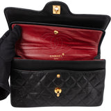 Chanel Quilted Lambskin 24K Gold Double Flap Crossbody Bag