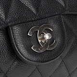 Chanel Quilted Caviar Leather Palladium Jumbo Single Flap Crossbody Bag