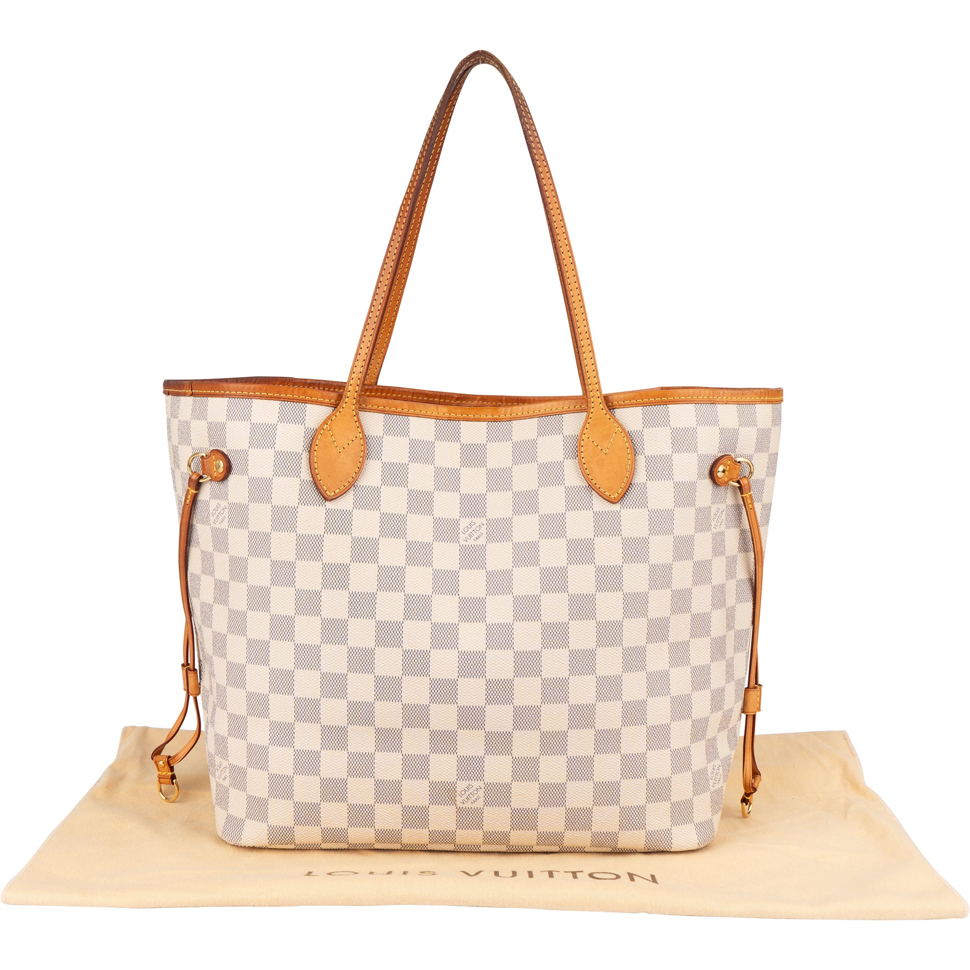 Louis Vuitton Monogram Damier Azur Canvas Neverfull MM Shoulder Bag - vintageandkickz