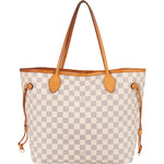 Louis Vuitton Monogram Damier Azur Canvas Neverfull MM Shoulder Bag - vintageandkickz