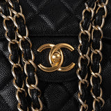 Chanel Quilted Caviar Leather Jumbo Double Flap Crossbody Bag