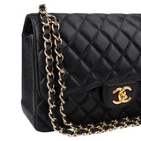 Chanel Quilted Caviar Leather Jumbo Double Flap Crossbody Bag