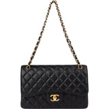 Chanel Quilted Caviar Leather Jumbo Double Flap Crossbody Bag
