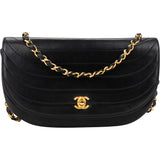 Chanel Quilted Lambskin 24K Gold Halfmoon Single Flap Shoulder Bag