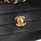 Chanel Quilted Lambskin 24K Gold Halfmoon Single Flap Shoulder Bag
