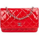 Chanel Quilted Patent Leather Wallet On Chain Crossbody Bag