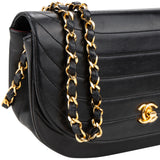 Chanel Quilted Lambskin 24K Gold Halfmoon Single Flap Shoulder Bag