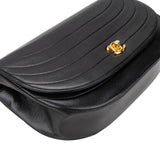Chanel Quilted Lambskin 24K Gold Halfmoon Single Flap Shoulder Bag