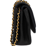 Chanel Quilted Lambskin 24K Gold Halfmoon Double Flap Crossbody Bag
