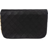 Chanel Quilted Lambskin 24K Gold Halfmoon Double Flap Crossbody Bag