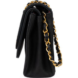 Chanel Quilted Lambskin 24K Gold Halfmoon Double Flap Crossbody Bag