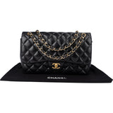 Chanel Quilted Lambskin 24K Gold Jumbo Double Flap Crossbody Bag