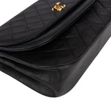 Chanel Quilted Lambskin 24K Gold Halfmoon Double Flap Crossbody Bag