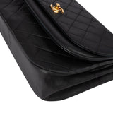 Chanel Quilted Lambskin 24K Gold Halfmoon Double Flap Crossbody Bag