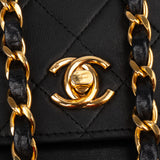 Chanel Quilted Lambskin 24K Gold Halfmoon Double Flap Crossbody Bag